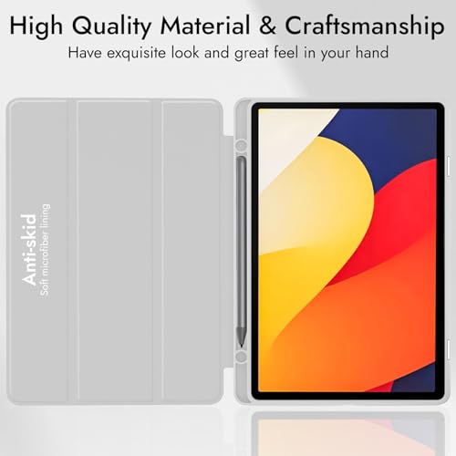 Image of Robustrion Case for Moto Pad 60 Pro 12.7 inch Cover Case with [Pencil Holder] [Soft Flexible Case] for Motorola Pad 60 Pro Cover 12.7 inch [Auto Sleep Wake Support] - Grey