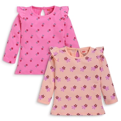 Image of LuvLap Baby Girls 100% Cotton Full Sleeve Girls Top, Pack of 02