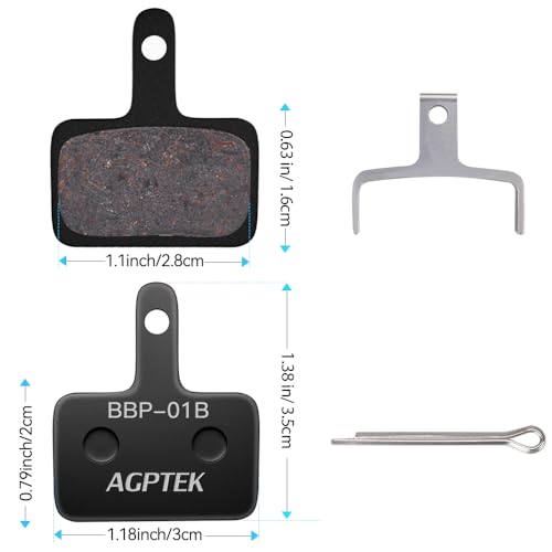 AGPTEK 4X Bremsbeläge Fahrrad, Scheibenbremsbeläge, High Performance Bremsbeläge Disc Brake Pads & Spring (Resin) für Mountainbike Scheibenbremse I Bike Beläge I Bremsbelag (4 Stück), Schwarz