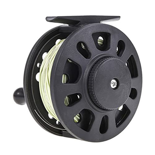 fishing reel with line Fly Fishing Reel Spinning Reel with Line Ice Fishing GLA 5/6 Wheel Throwing Accessories for Saltwater Freshwater Black