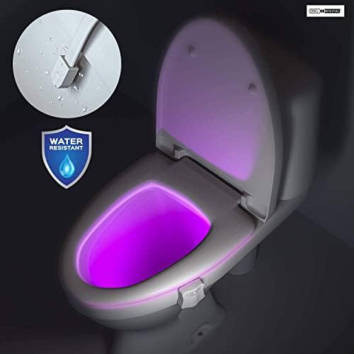 Toilet Night Light- Motion Detection Sensor Activated LED Light-8 Colours Changing Toilet Bowl Illuminate Nightlight for Bathroom-Decorating Combination with Faucet