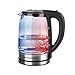 Produktbild GOURMETmaxx 08107 Glas-Wasserkocher mit LED-Farbwechsel | Abschaltautomatik & Trockenschutz | 2 Liter | 2.200 Watt | Silber-Schwarz