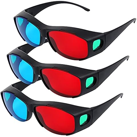 3 Pieces Red Blue 3D Glasses 3D Movie Game Glasses Anti-Polarization Design Red-Blue 3D Style Glasses Cover