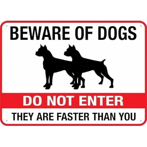 (2-Pack) Metal Tin Sign Beware Of Dogs Do Not Enter Sign Outdoor Sign - 12 X 8 Signs For Business, Workplace, Office, Home, Delivery Signs, Road Signs, Garden Signs