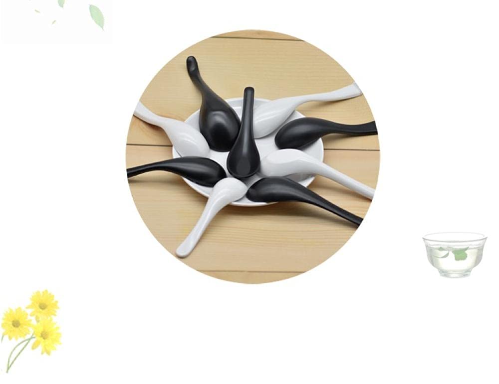 10 Cucchiai Da Minestra In Melamina - Manico Lungo, Design Asiatico, Colore Bianco