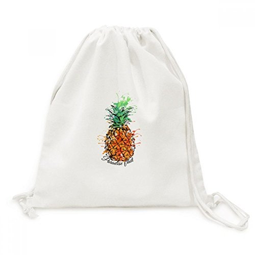 Sac cordon orange ananas toile imprimé tropical pour sport et voyage