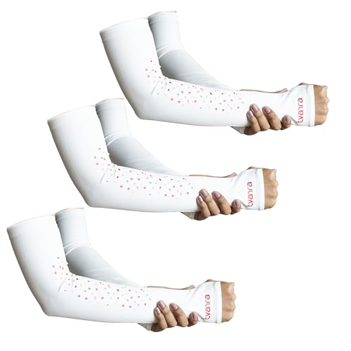 Image of TVARRA Anti-Tan Fingerless Arm Sleeves for Women|UV Protection Hand Cover Sleeves for Bike Riding, Running & Outdoor Use,Dust & Summer Protection Arm Sleeves for Girls (Petals Design)