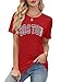 Avanova Women's Boston Letter Print Crew Neck T-Shirt Short Sleeve Casual Tee Top Red Boston Small