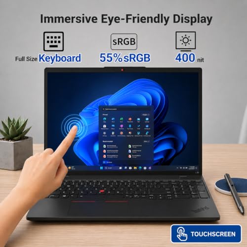 Image of Lenovo ThinkPad L16 AI Laptop, Intel Core Ultra 5 225U, 16 inch FHD+ Touchscreen, 64GB DDR5, 2TB SSD, Wi-Fi 6, HDMI, Backlit Keyboard, Fingerprint Reader, Windows 11 Pro, w /Bundle