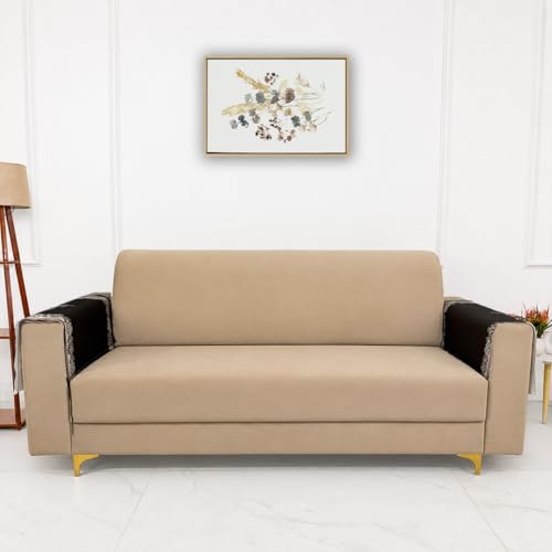 Image of Homerz Premium 'Luxe Series' Sofa Cover | Holland Velvet Fabric | Smooth Finish | Anti-Slip Fleece Backing Couch Protector (Royal, 2 pc Armrest, Armrest)