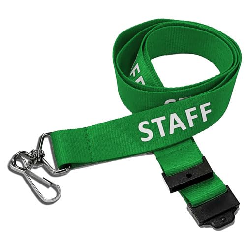 School Badges UK Staff Lanyard with safety breakaway multiple colours 10 pack (Green)