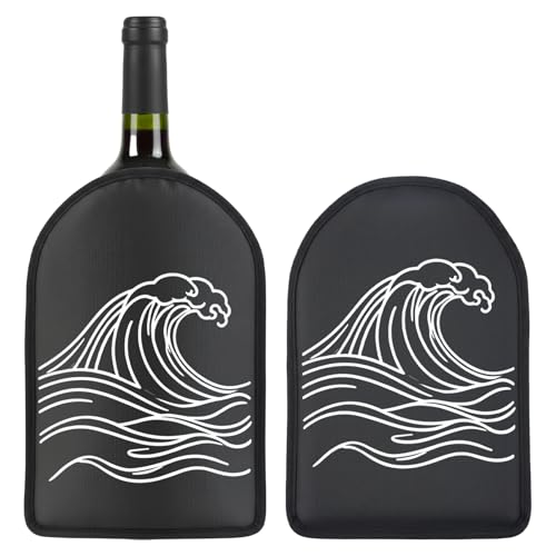 Wine Cooler Sleeve Wine Bottle Chiller Sleeve Long Lasting Reusable Freezer Gel Sleeve | Chill Prosecco Champagne (Black)