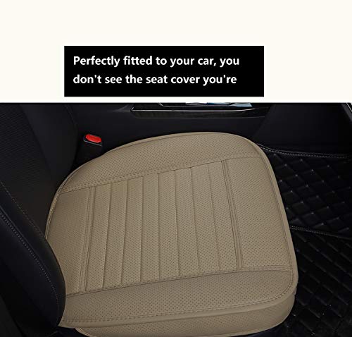 Edealyn (2Pcs) Pu Leather Seat Covers Auto Seat Protector Car Seat Covers For Front Seat With Side Flaps,(Deep20 Inch × Width20 Inch × Thick 0.4 Inch) (Beige-2 Pcs) #TOP5