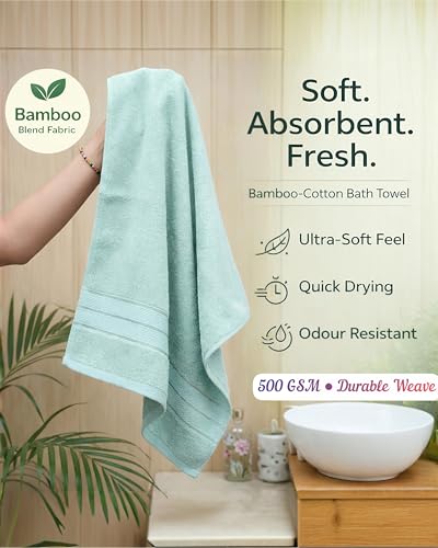 Image of Premium Bamboo Bath Towel, 550 GSM, Ultra-Soft, Quick-Drying, 3X More Absorbent (Frosted Lime)