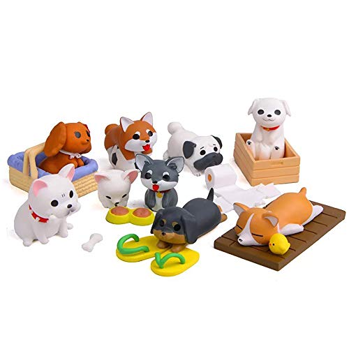 TangTanger 8 pcs (1 set) Kawaii Animal Dog Characters Toys Mini Figure Collection Playset, Cake Topper, Plant, Automobile decoration