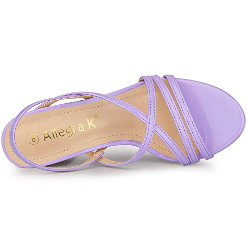 Allegra K Allegra K Women's Strappy Slingback Chunky Heels Purple Sandals 9.5 M US