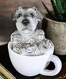 Ebros Realistic Mini Adorable Schnauzer Dog Teacup Statue 3