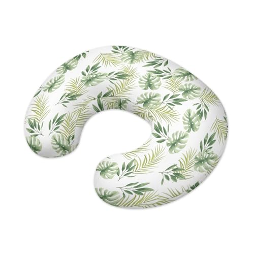 GOSTONG Polyester Nursing Pillow Cover Polyester Fabric Lightweight U-Shaped Feeding Pillow Covers Soft Nursing Pillow Case Hidden Zipper Design with Tropical Palm Leaves