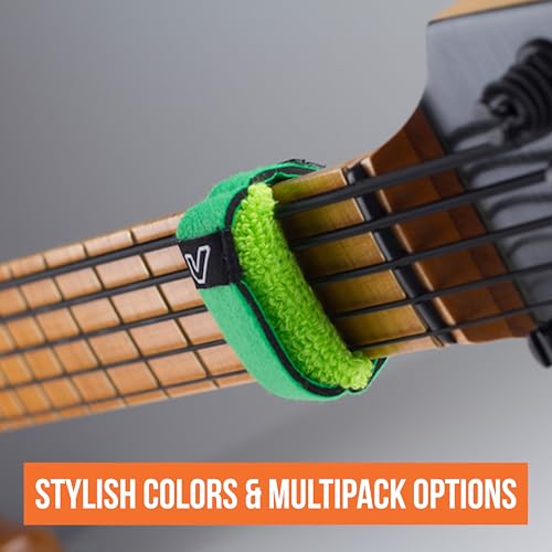 Image of Gruv Gear Fret Wrap & Guitar Mute, Fretwrap for Acoustic, Electric & Bass | String Dampener Recording, Tapping & Practice Accessory (3 Pack, Small Green, Fits 4 String Bass, 6 String Guitar)