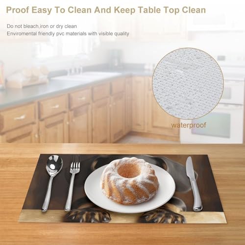 Set de table lavable PVC imprimé teckel抗剥离 résistant chaleur pour table à manger - 5