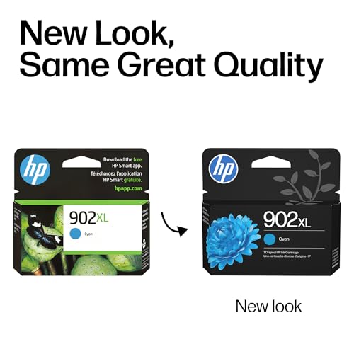 Image of HP 902XL Cyan High-Yield Ink Cartridge | Works with OfficeJet 6950, 6960, Pro 6960, 6970 Series | T6L86AN