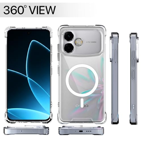 Image of Pikkme Back Cover for Oppo F33 Pro 5G Mag-Safe Shockproof PC + TPU | Protective Case Magnetic Support | Bumper Case (Transparent Mag-Safe)