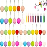 Bunte Ostern hängende Eier, Ostereier Plastik Bunt, Ostereier zum Aufhängen Groß und Klein - Plastikeier zum Bemalen und Aufhängen - Perfekte Osterdeko für Drinnen und Draußen