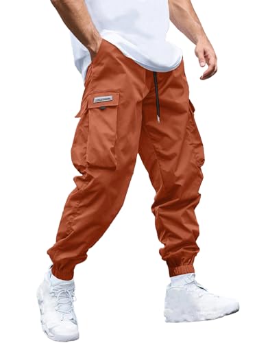 Image of JEMLDL Mens Cargo Joggers Pants Elastic Waist Drawstring with Flap Pockets Techwear Pants for Men