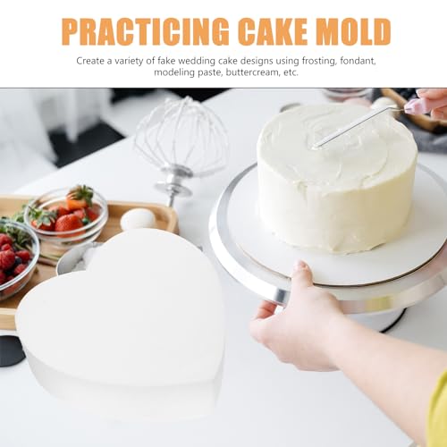 Unomor 3Pcs Heart Shaped Cake Dummies Foam Cake Fake Wedding Cake Styrofoa Cake Model Polystyrene Cake Modeling Block for Display Cake Practice Decor 6Inch