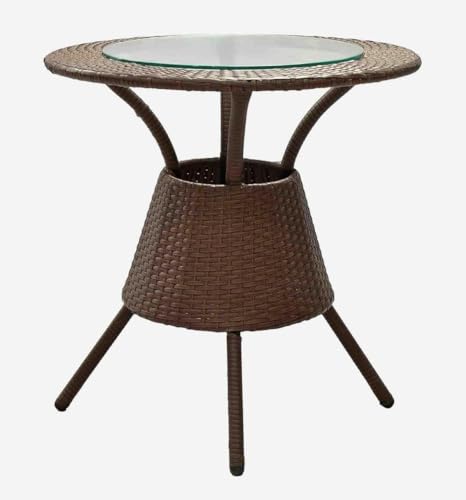 Image of PRATHAM India 2+1 Outdoor Indoor Patio Set Bistro Set Rattan Chair Patio Set Lawn Balcony Hall Outdoor Garden D 12 Chair Table Set (Chocolate Brown)