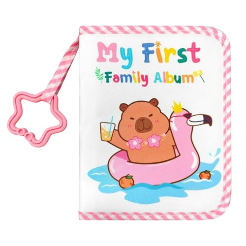Álbum de fotos para bebé Capybara, aprendizaje portátil, 158 g, primer álbum familiar, libro de fotos, libros de recuerdos para bebés, diseño de tela suave, para niños y niñas