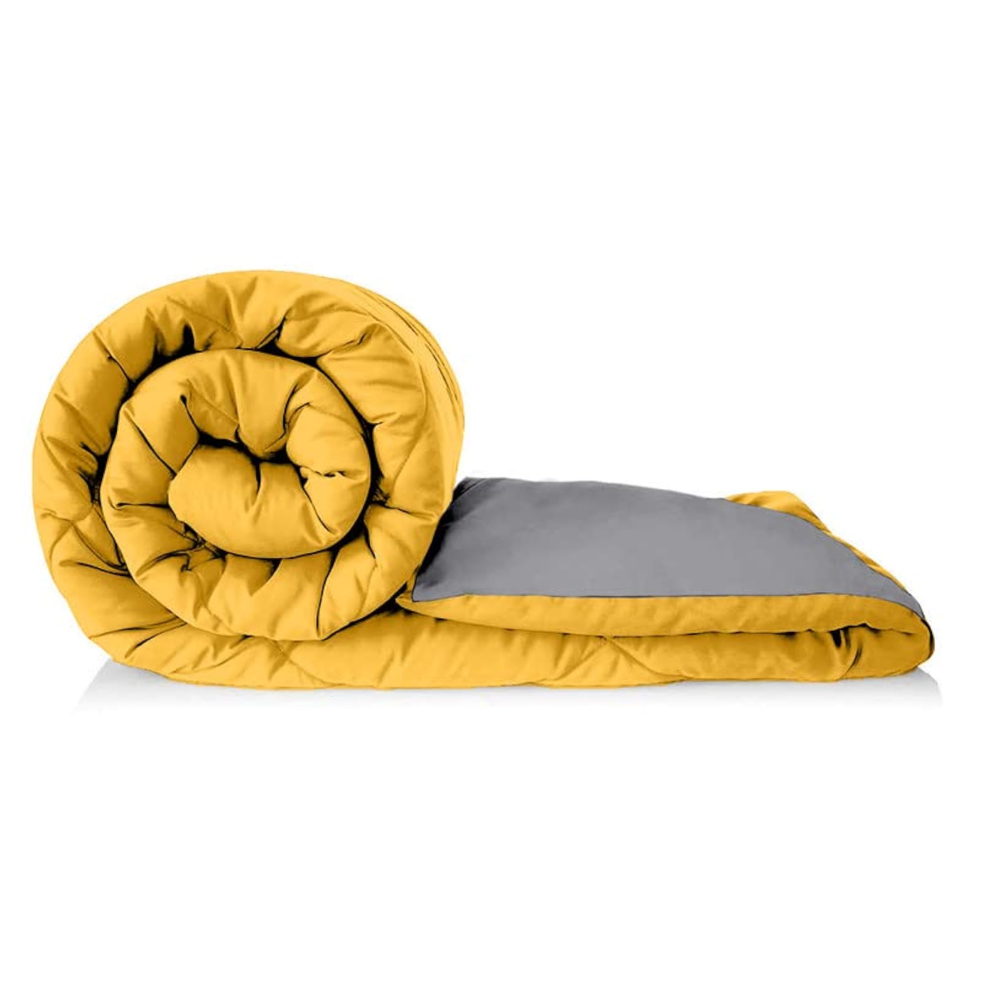 Tundwal's Microfiber Reversible Comforter, Yellow - Grey