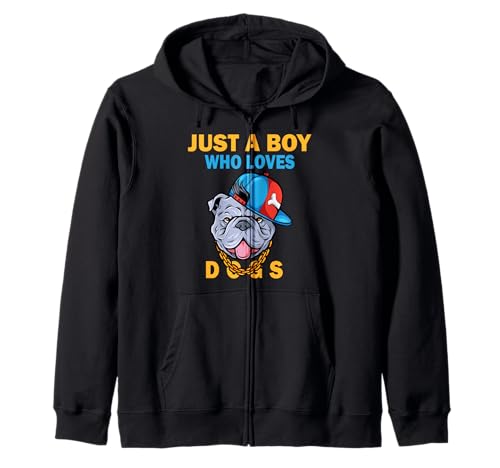 Cute Just A Boy Who Loves Dogs Animales hombres y niños Sudadera con Capucha