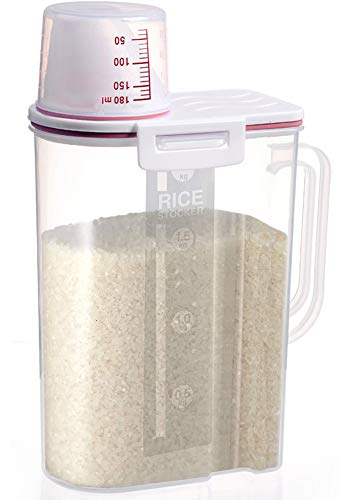 Airtight Rice Storage Container BPA Free 5lb Capacity Cereal Storage Bin with Measuring