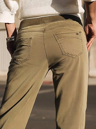 Flamingals Women's Flap Decor Drawstring Waist Mid Rise Straight Leg Crop Pants4