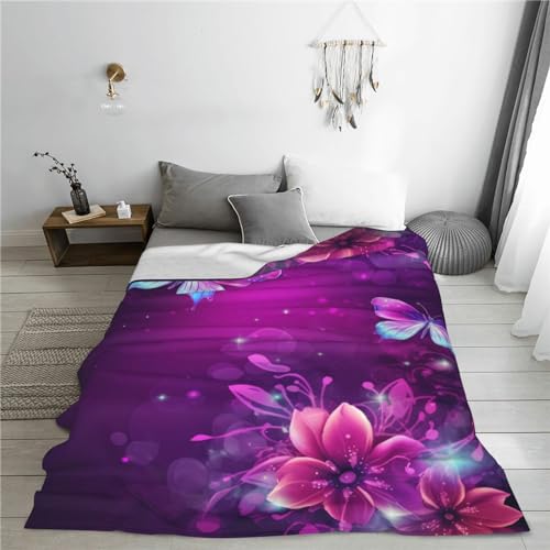 Couverture micro polaire super douce violette plaid lit canapé léger - 7