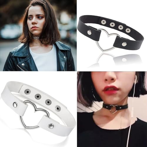 QHFlashbuy Punk Halsband Choker Set 4 Stück PU Leder Halskette Damen Gothic Choker Tattoo Halskette für Halloween Party Schmuck