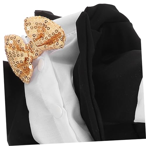 Conjunto formal para perro tuxedo con moño negro miniatura 2