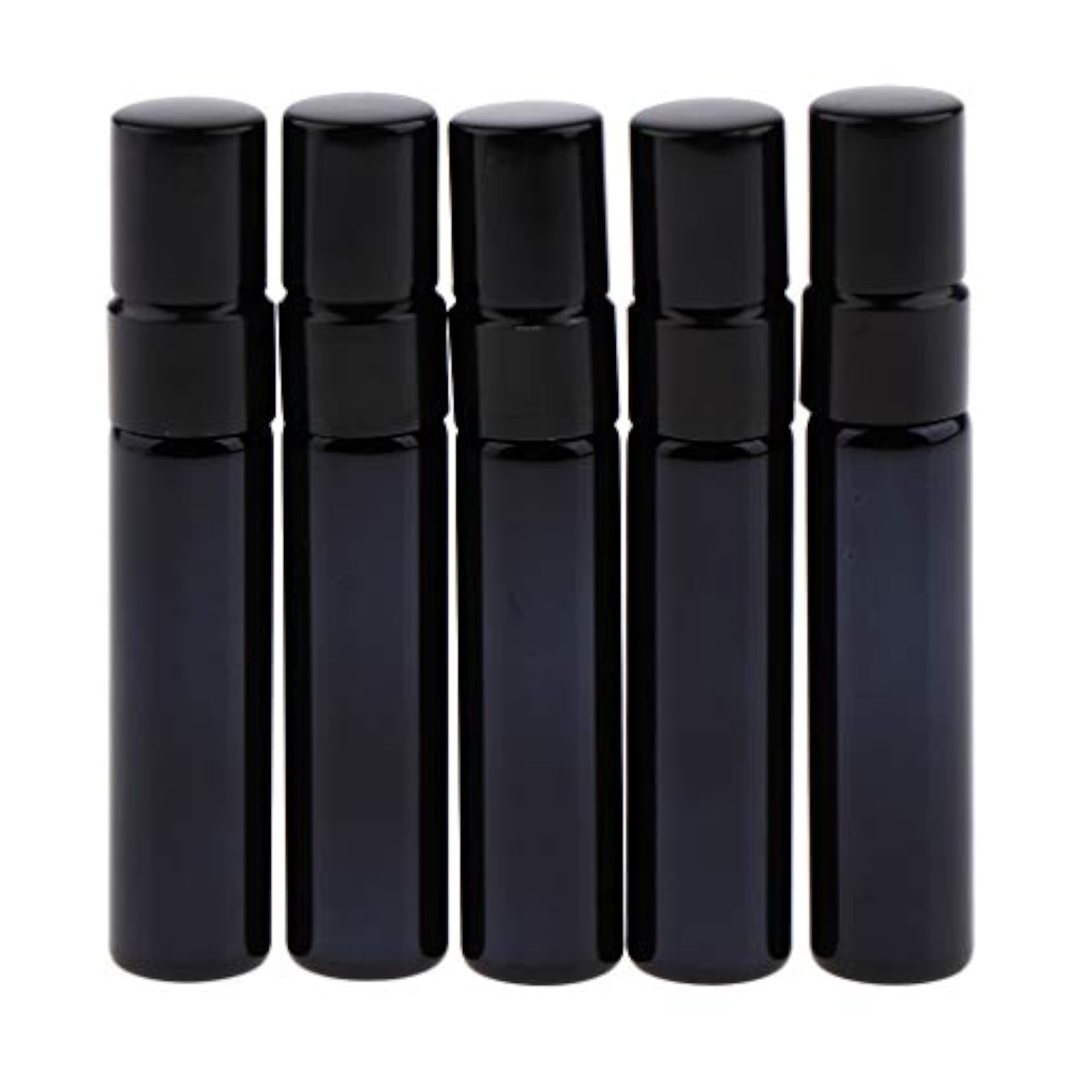 5pcs Glass Spray Bottles Mini Vials Perfume Bottle Cosmetic Container, Black