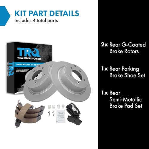 Image of TRQ Rear Brake Pad and Rotor Set Semi Metallic Coated Rotors Compatible with 2013 Chrysler 200 2017 Jeep Compass Patriot