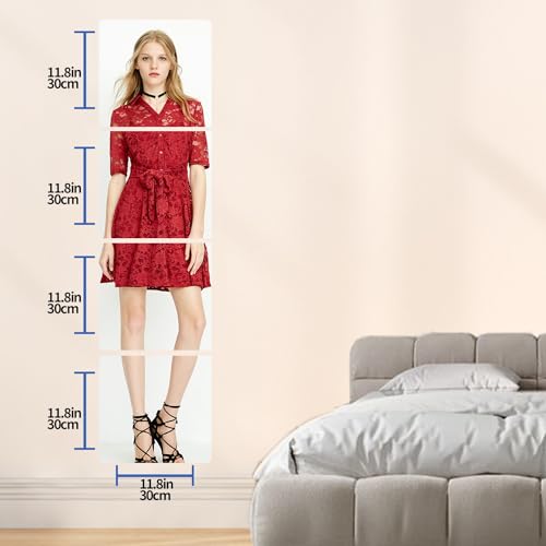 DONGDA Espejo Adhesivo de Pared Acrílico de Cuerpo Completo, Grande y Largo Sin Marco, Flexible Pegatina para Decoración del Hogar y Baño (30x30cm, 4 Piezas) - imagen 4