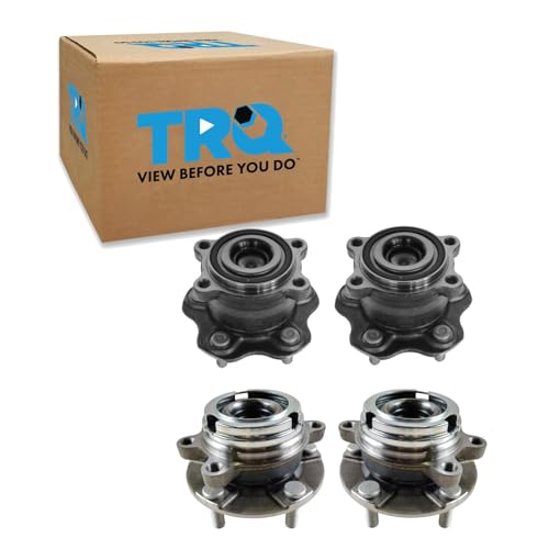 Image of TRQ Front and Rear Wheel Bearing and Hub Assembly Set 4 Piece Compatible with 10-12 Nissan Altima SR 13-18 Altima 09-14 Maxima 16-20, 2021, to 9-30-20 Production Date 13-20 Pathfinder FWD