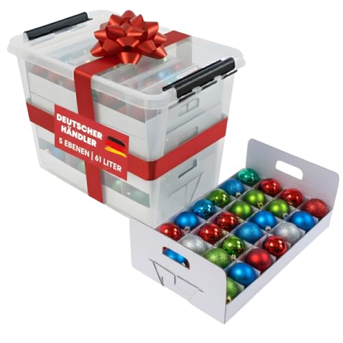 Quality-Collection Weihnachtskugel Box mit transparentem Deckel, 5...