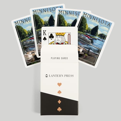 Lantern Press Minnesota Pontoon Boats Baraja de 52 cartas tamaño póker miniatura 6