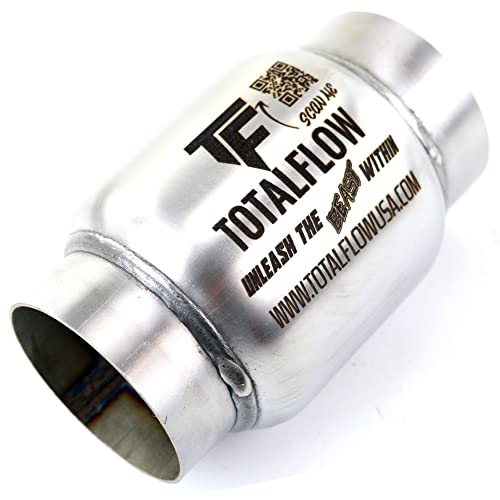 TOTALFLOW 642 Mini Muffler 409SS | 3" Round Width | 4" Body 6" Overall Length | 2" Inner Inlet-2" Outer Diameter Outlet