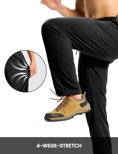 Rdruko Wanderhose Herren Outdoorhose Lang Sporthose Jogginghose Leicht Trainingshose Trekkinghose Sommer Freizeithose Stretch Männer-Schwarz XL