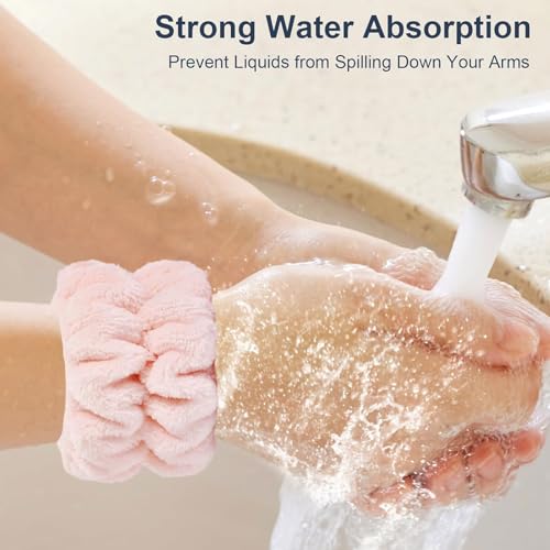 Conjunto de 6 pulseiras para lavar o rosto para mulheres e meninas, toalhas de pulso SPA, envoltório