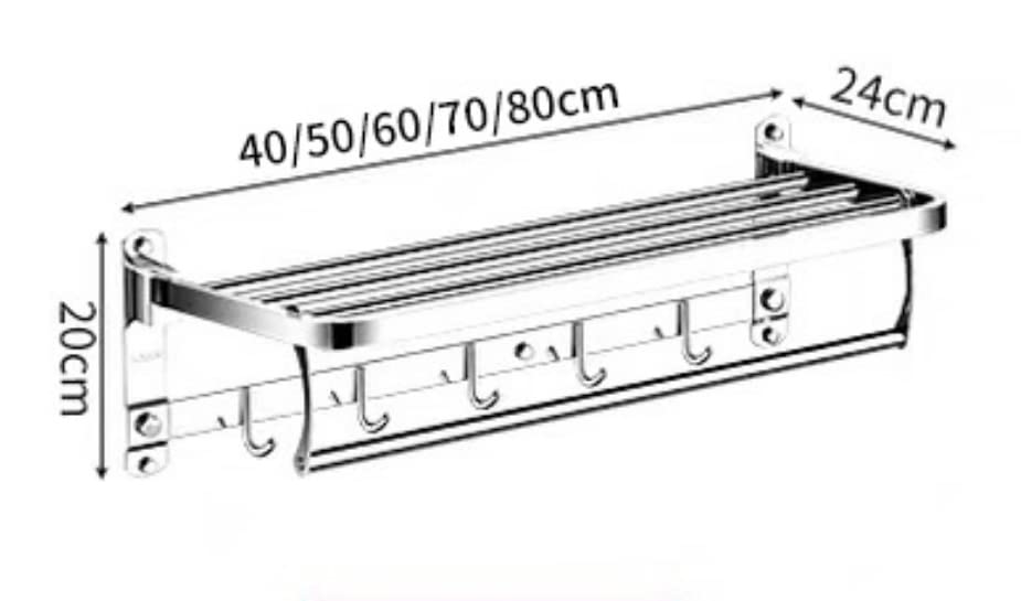 Support de serviette mural pour petite salle de bain avec crochets inox 304 - 4