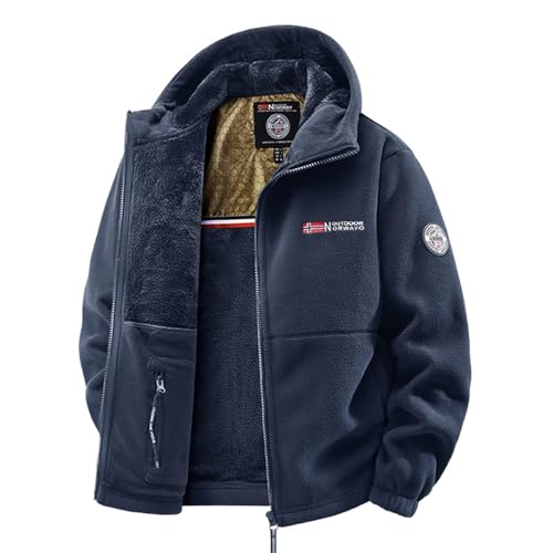 VVAULT Veste à capuche en polaire double couche, veste sherpa ultra chaude unisexe avec fermeture éclair intégrale pour homme, veste tactique sherpa avec...