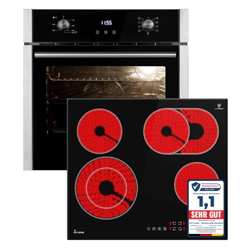KKT KOLBE Autarkes Herdset | 60cm Einbaubackofen EB8005ED | 59cm Kochfeld CH5901RL | Pizzafunktion Grill Umluft Heißluft | Automatik-Timer | Wärmeschutzverglasung | Kindersicherung | SET8005CH59RL